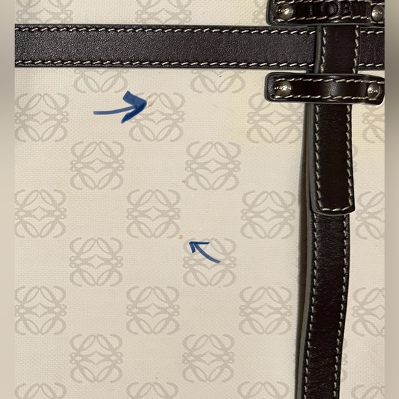 LOEWE White & Black Canvas & Leather Repeat Anagram Logo Tote Bag. - Picture 12 of 15
